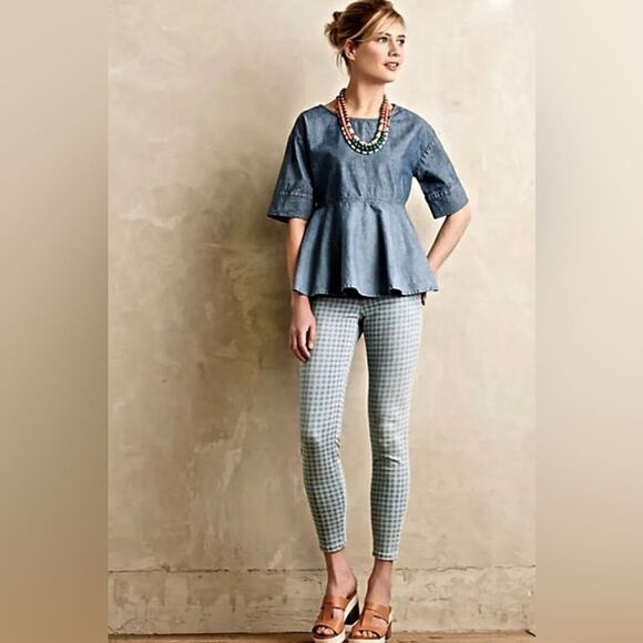 Current Elliott Size 25 Gingham Stiletto Jeans Stretch NEW - Picture 1 of 4